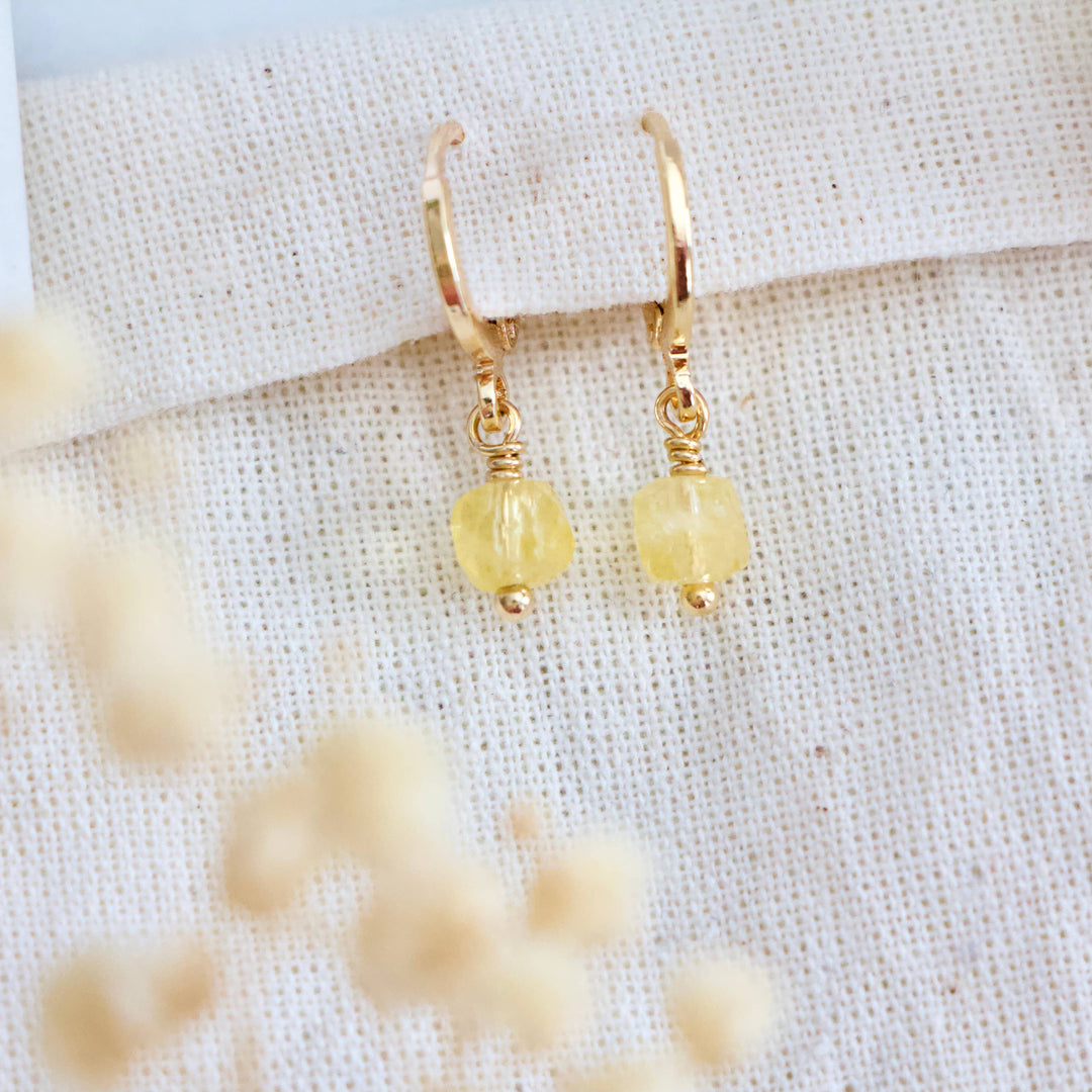 Citrine Drop Huggie Earrings 