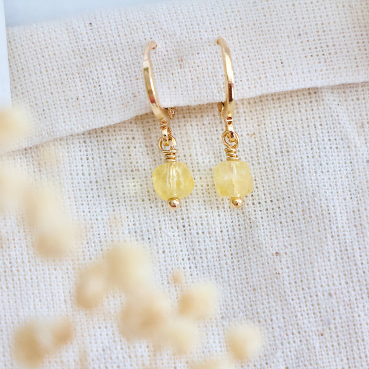 Citrine Drop Huggie Earrings 