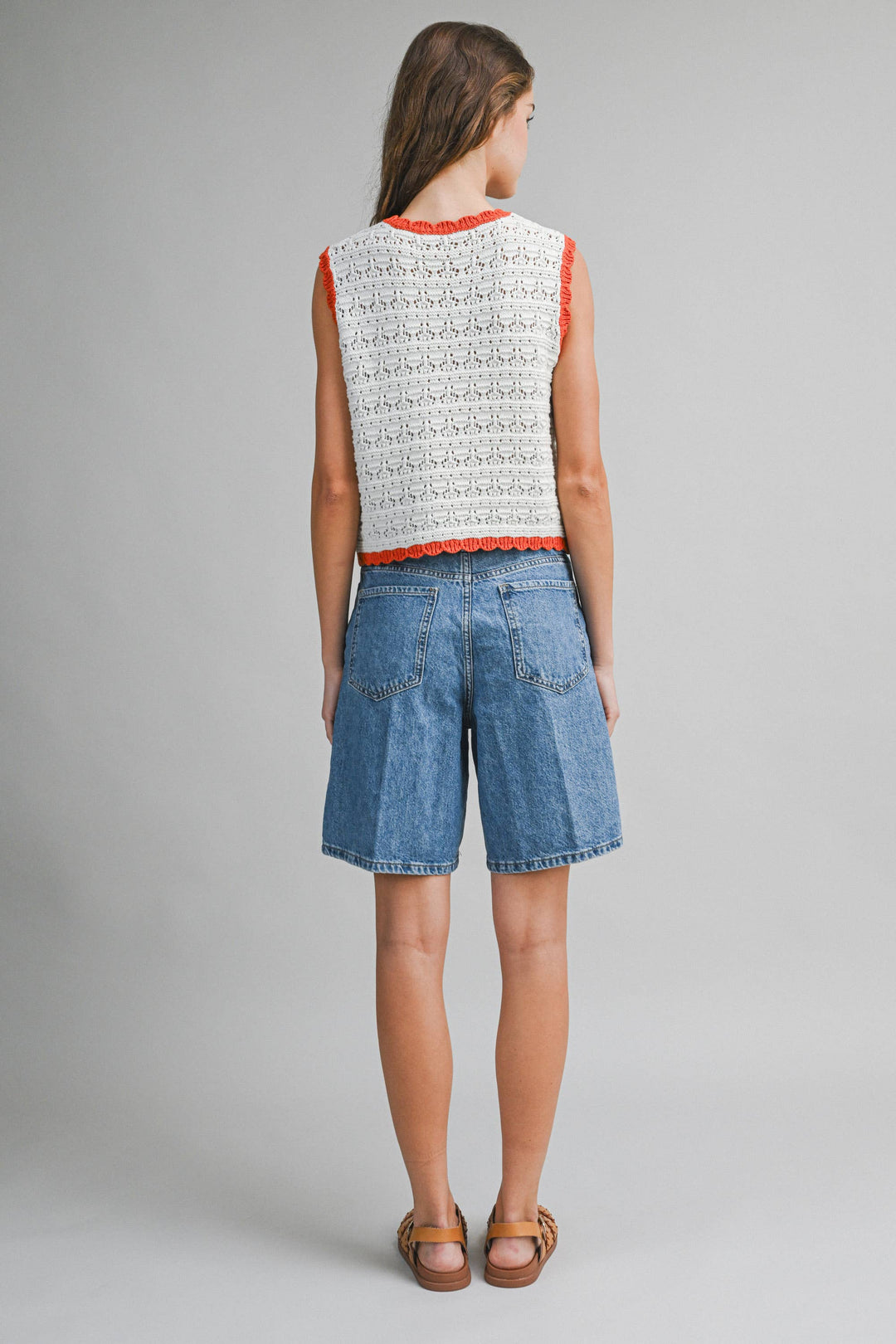 Crochet Leopard Sleeveless Knit Top