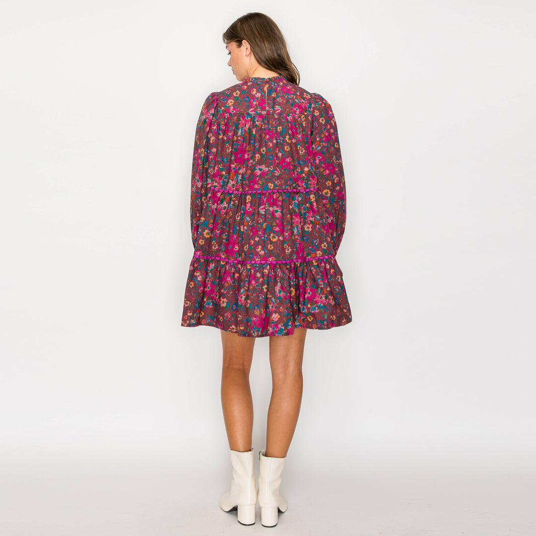 Wild Flower Print Cotton Mini Dress