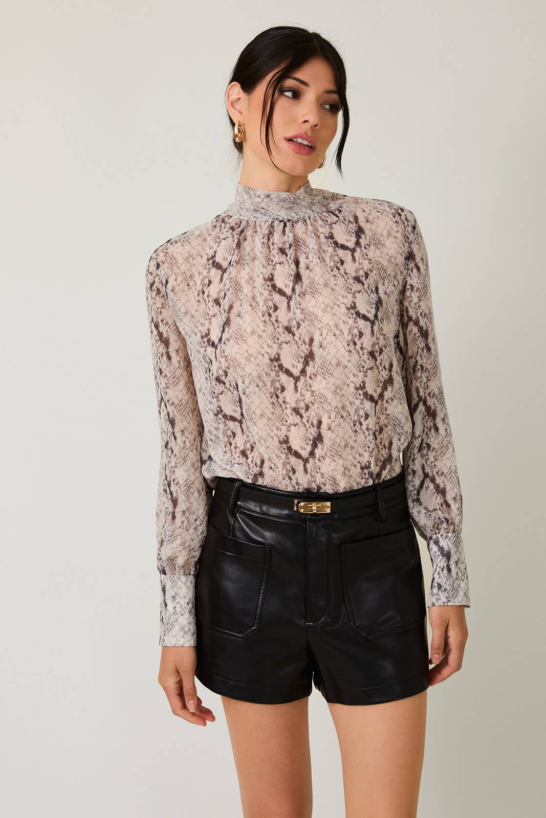 Snake Print Mesh Blouse