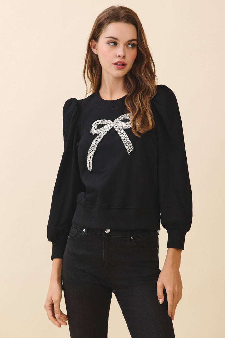 Crystal Bow Accent Sweatshirt