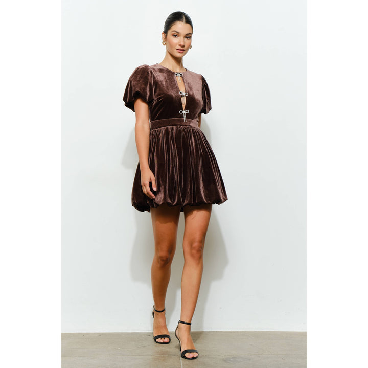 Velvet Bow Bubble Mini Dress