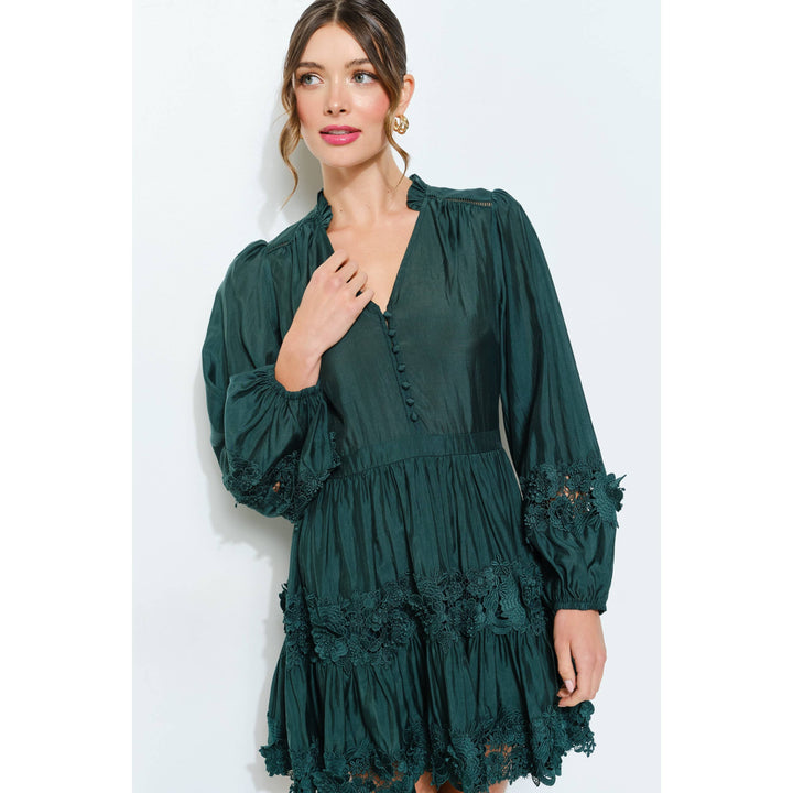 Floral Lace Puff Sleeve Mini Dress