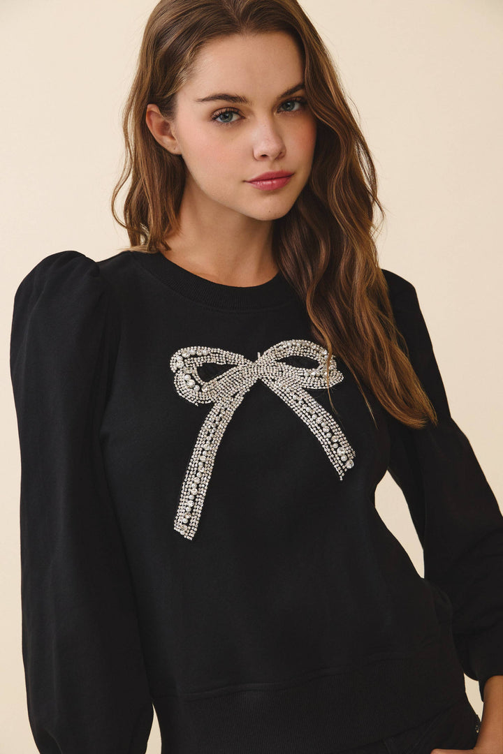 Crystal Bow Accent Sweatshirt
