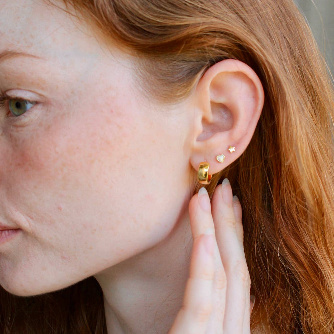 Wide Hinged Huggie Hoop Earrings