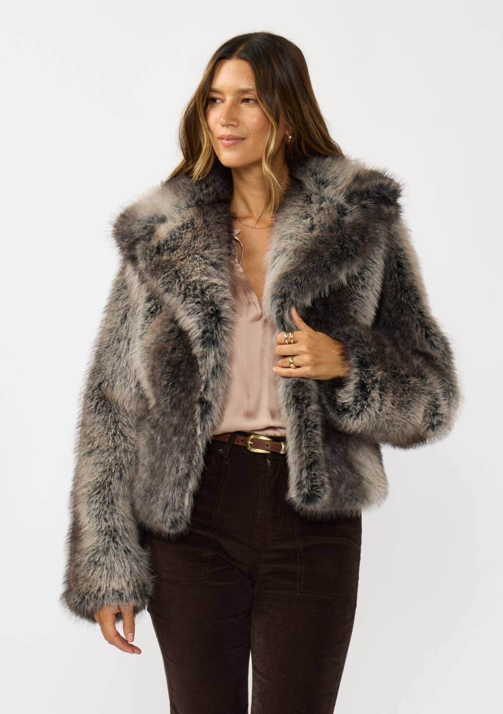 Charcoal Ombre Faux Fur Jacket