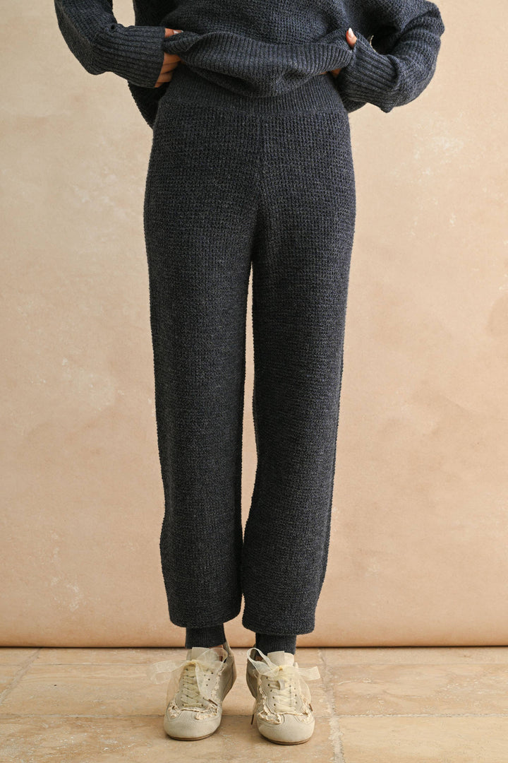 Waffle Pattern Sweater Jogger Pants