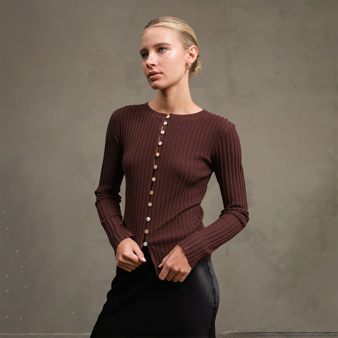 Slim Fit Knit Button Top