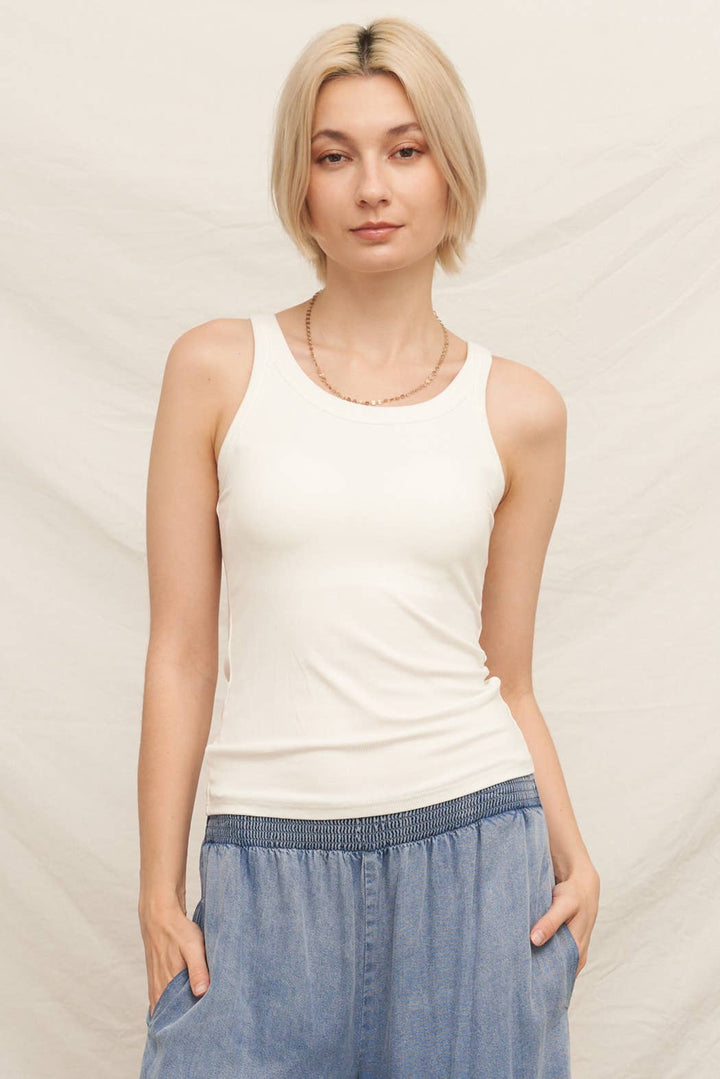 Scoop Neck Tank with Built-In Bra