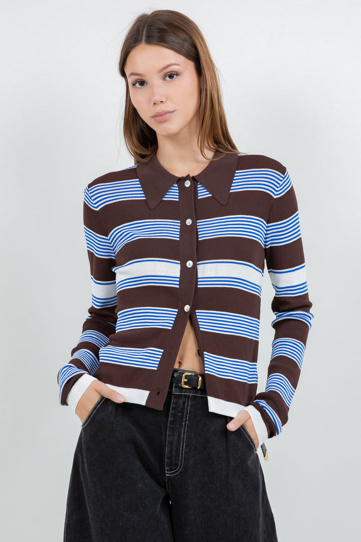 Striped Knitted Cardigan