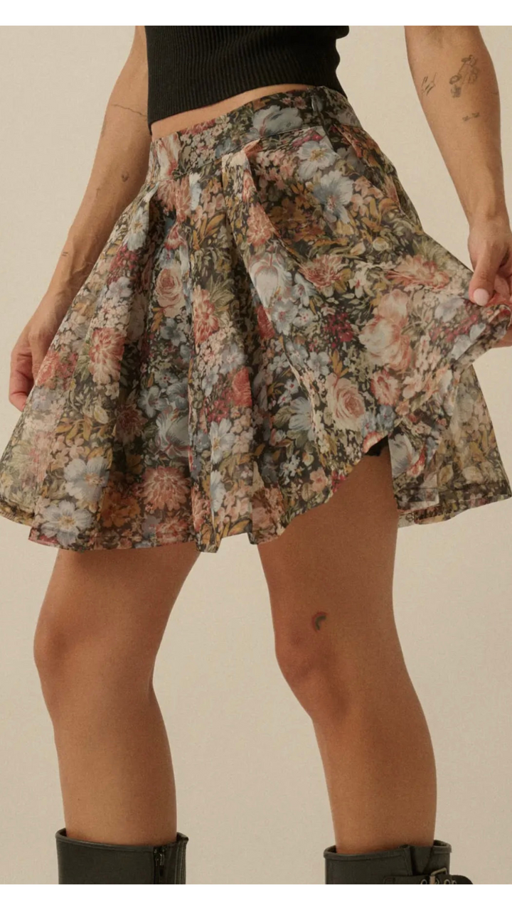 Floral Organza Mini Skort