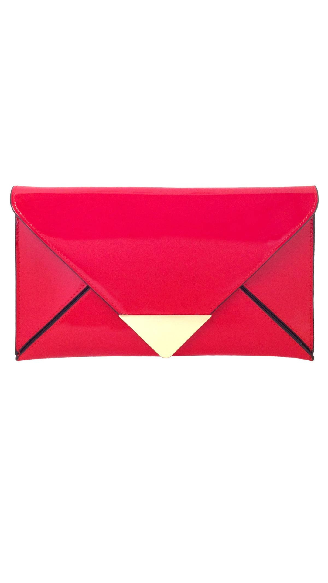 Faux Patent Leather Glossy Envelope Clutch