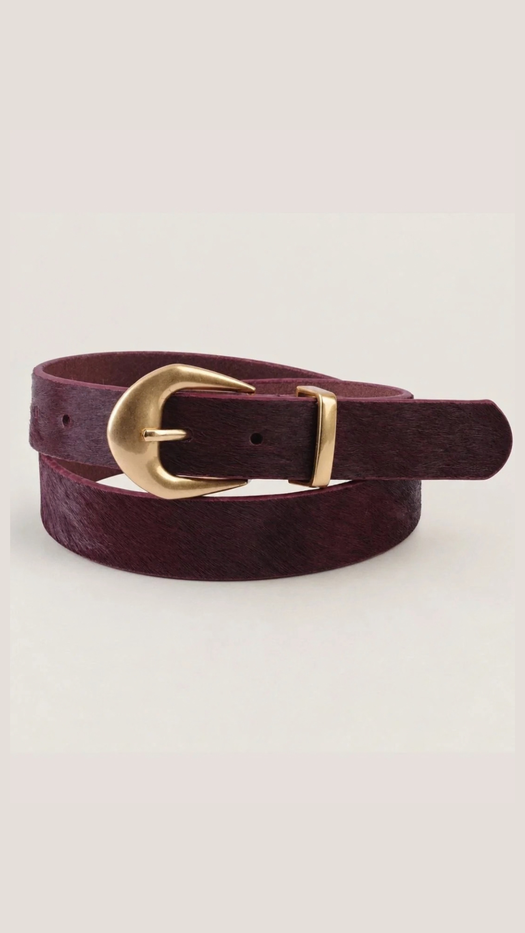 Calf Hair Belt with Thick Gold Buckle