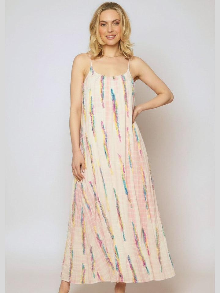 Tie-Dye Embroidered Maxi Dress