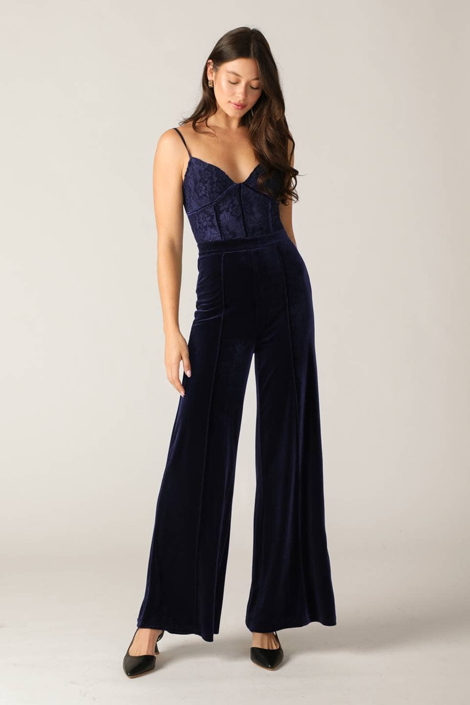 Lace Velvet Corset Jumpsuit