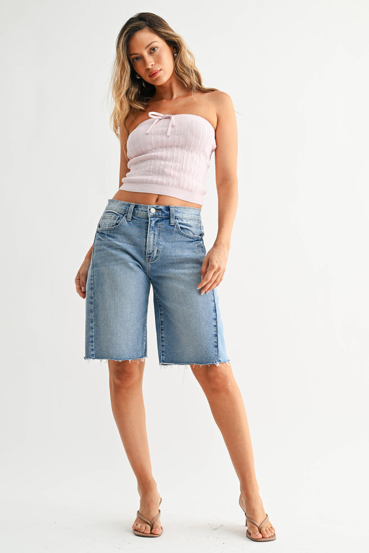 Long Seamed Denim Short