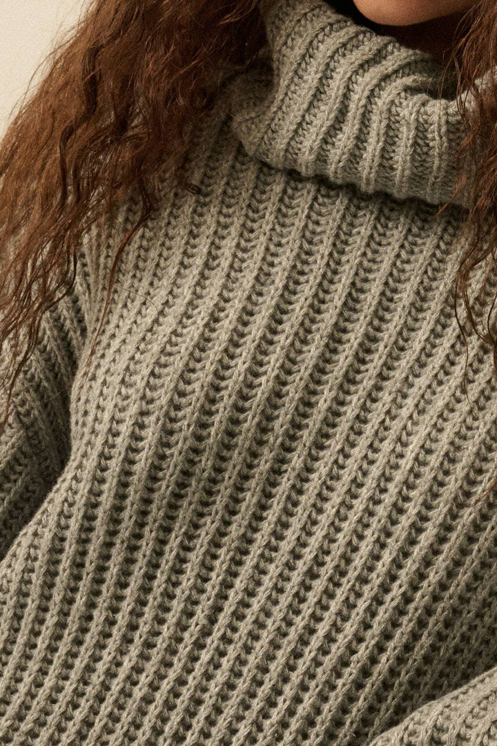Ribbed Oversized Turtleneck Sweater