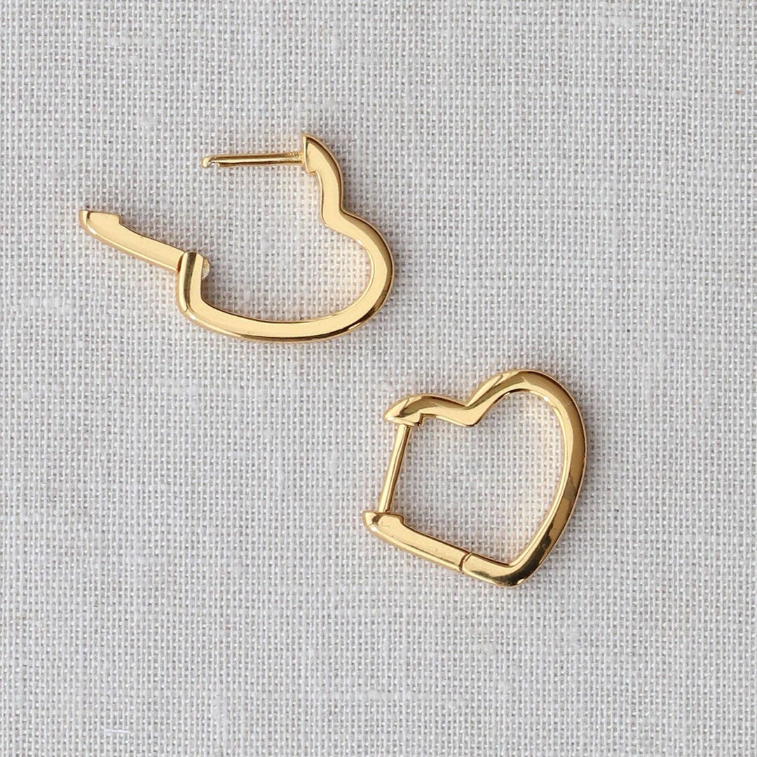 Open Heart Hinged Huggie Hoops