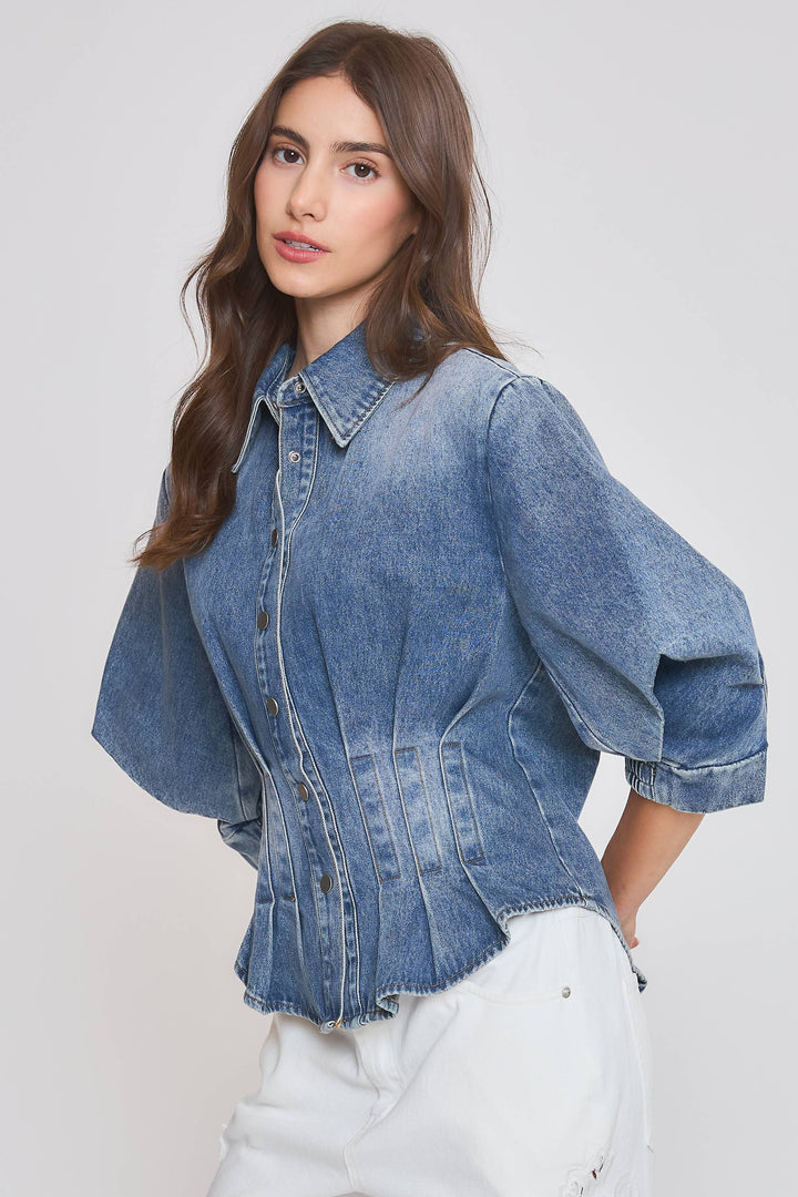 Tailored Denim Blouse