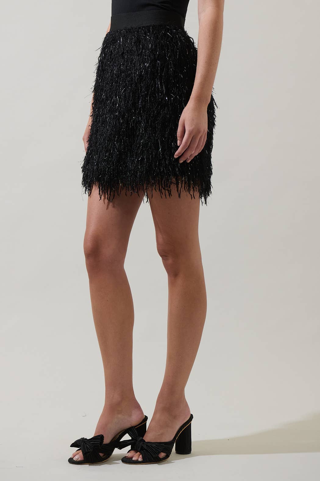 Himari Metallic Fringe Mini Skirt