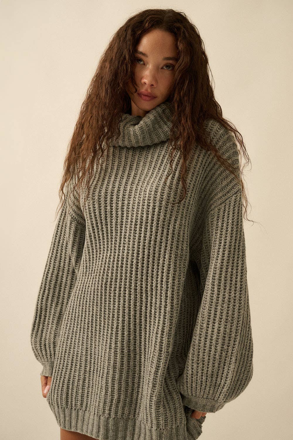 Ribbed Oversized Turtleneck Sweater