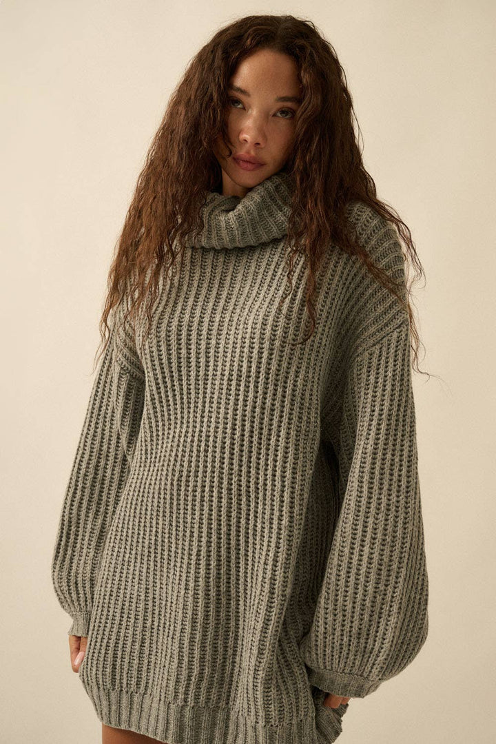Ribbed Oversized Turtleneck Sweater
