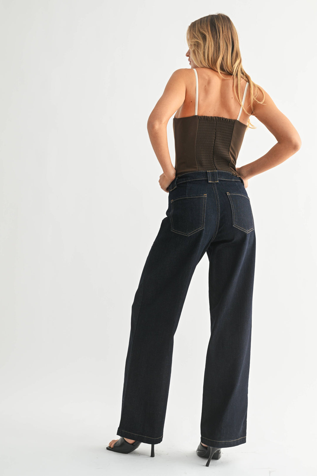 Rinse- Button Down Wide Leg Jeans