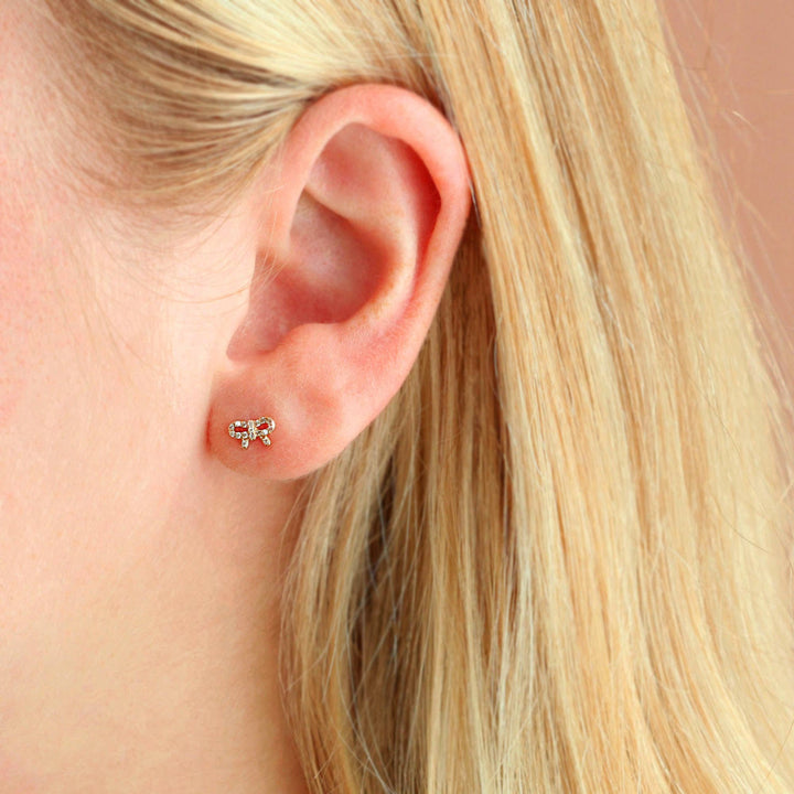 Bow with Crystals Stud Earrings