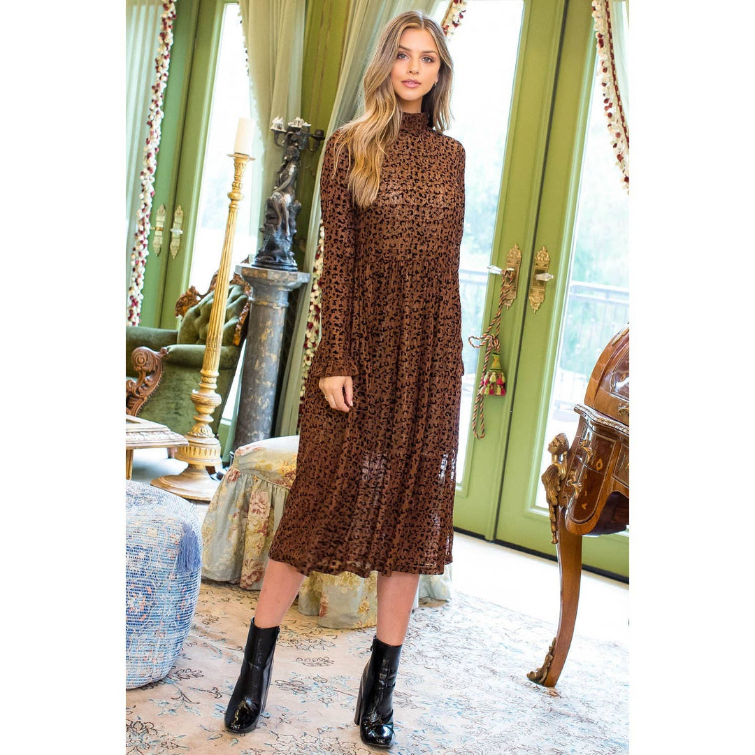 Leopard Midi Dress Brown / XS Leopard Midi Dress Brown / XS