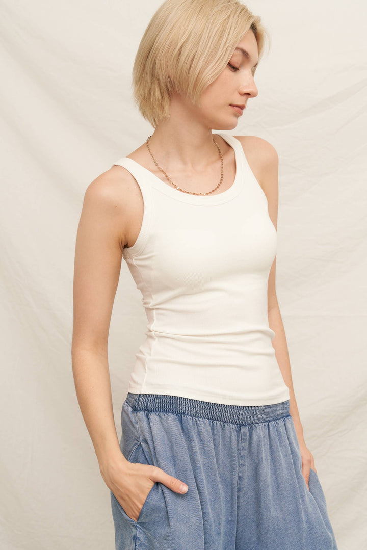 Scoop Neck Tank with Built-In Bra