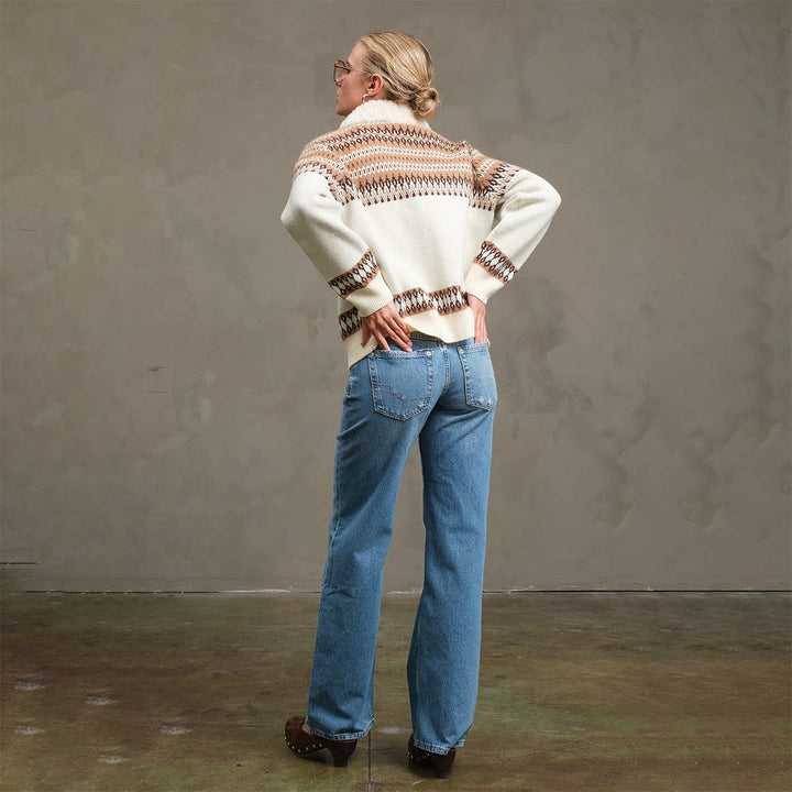 Western Horse Knit Zip-Up Jacket