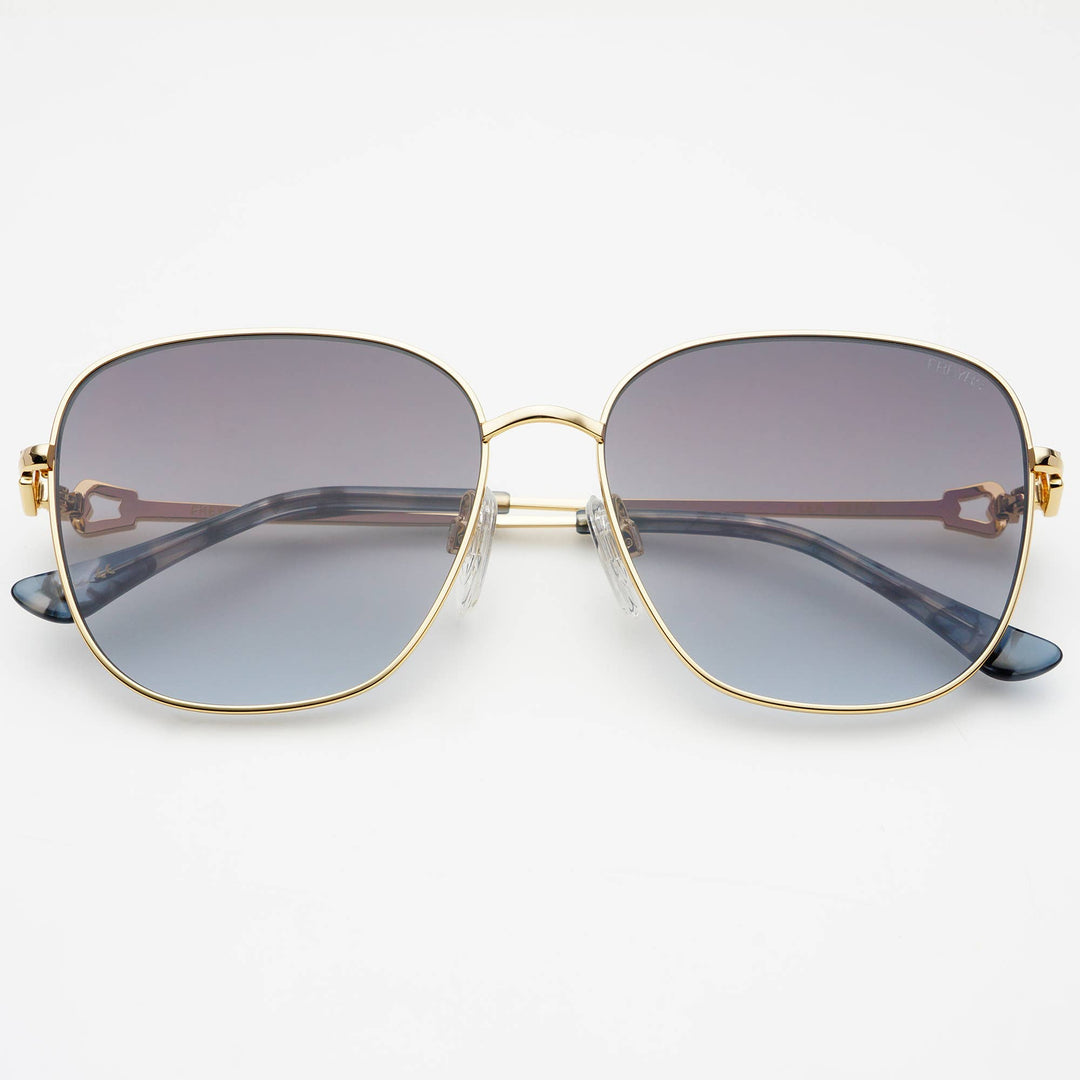 Lea Round Sunglasses: Gold / Gradient Gray