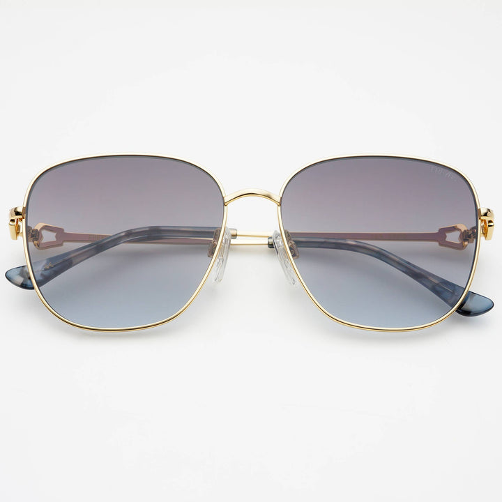 Lea Round Sunglasses: Gold / Gradient Gray