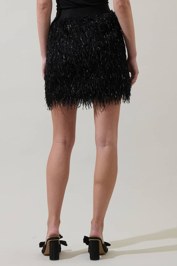 Himari Metallic Fringe Mini Skirt