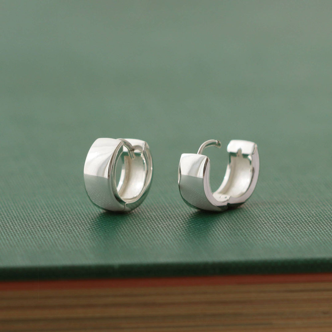 Wide Hinged Huggie Hoop Earrings