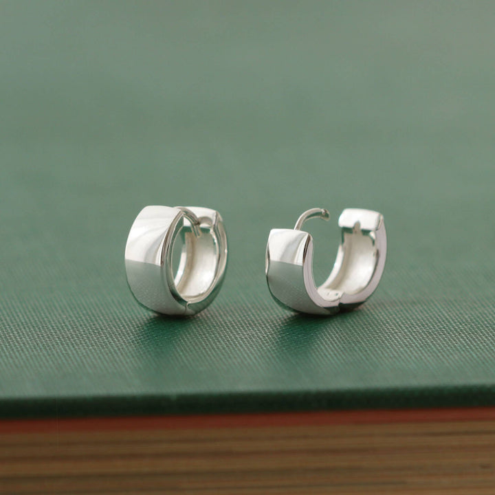 Wide Hinged Huggie Hoop Earrings