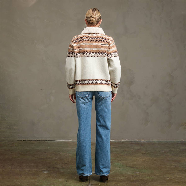 Western Horse Knit Zip-Up Jacket