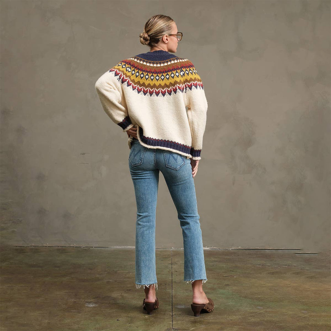 Nordic Pattern Toggle Knit Cardigan