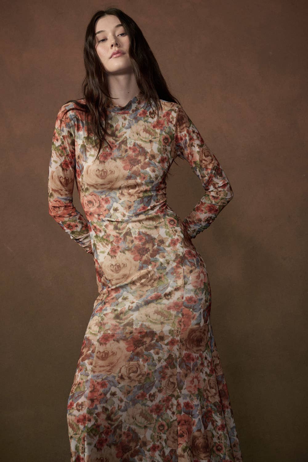Floral Mesh Maxi Dress