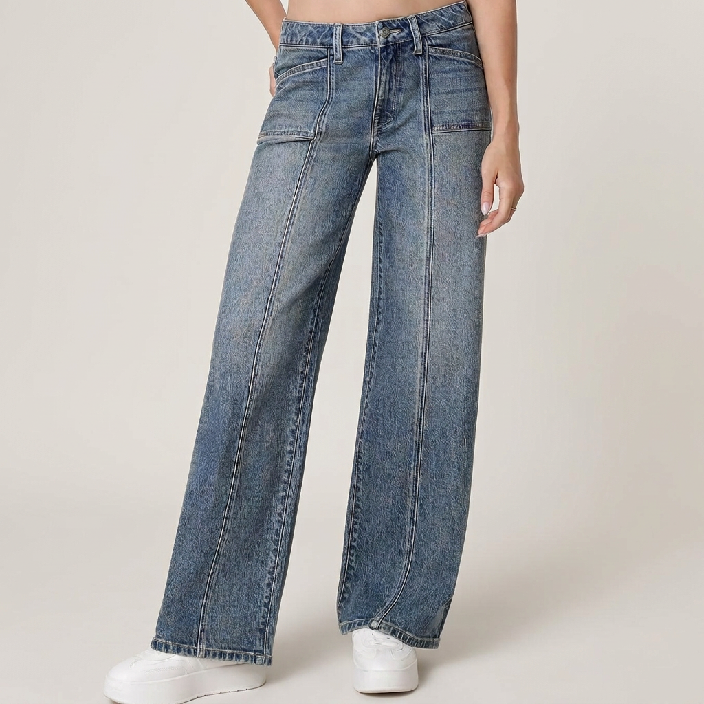 Olivia Mid Rise Front Seamed Jeans