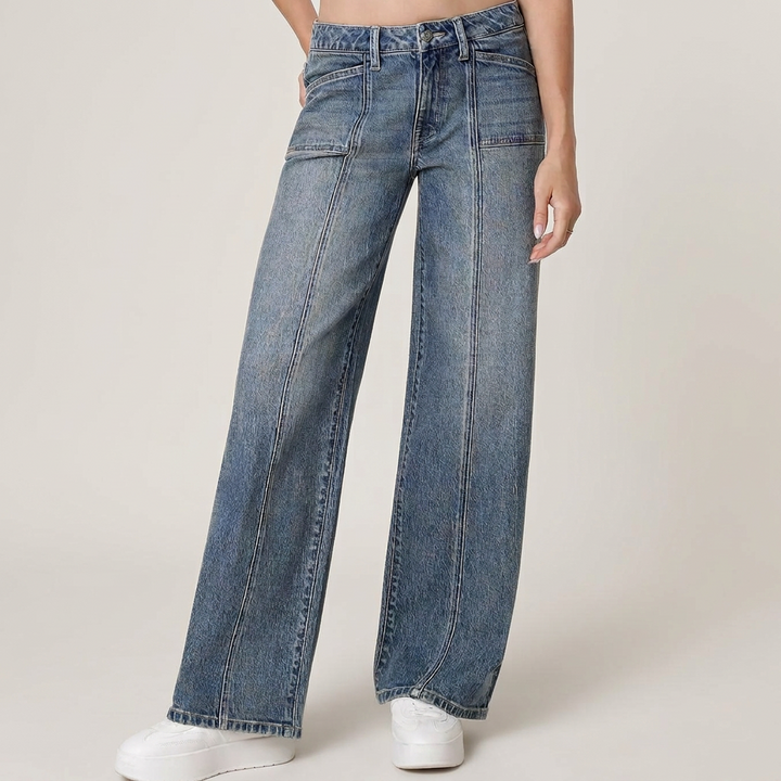 Olivia Mid Rise Front Seamed Jeans