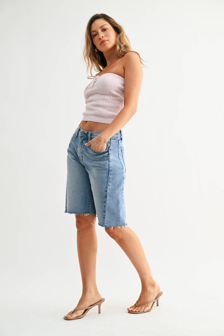 Long Seamed Denim Short