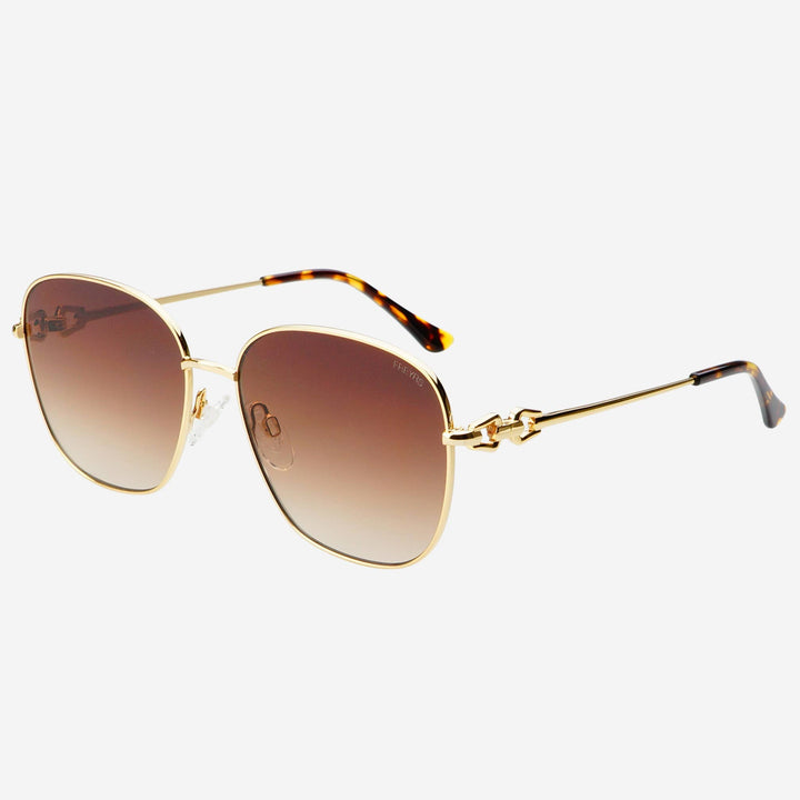 Lea Round Sunglasses: Gold / Brown