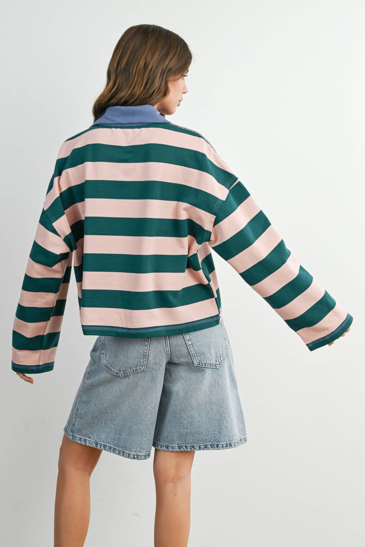 Striped Quarter-Zip Sweatshirt