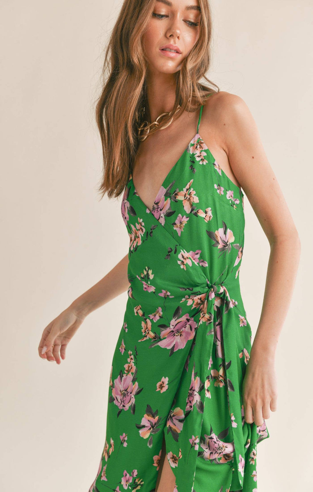 Greener Side Midi Wrap Dress Kelly Green / M Greener Side Midi Wrap Dress Kelly Green / M