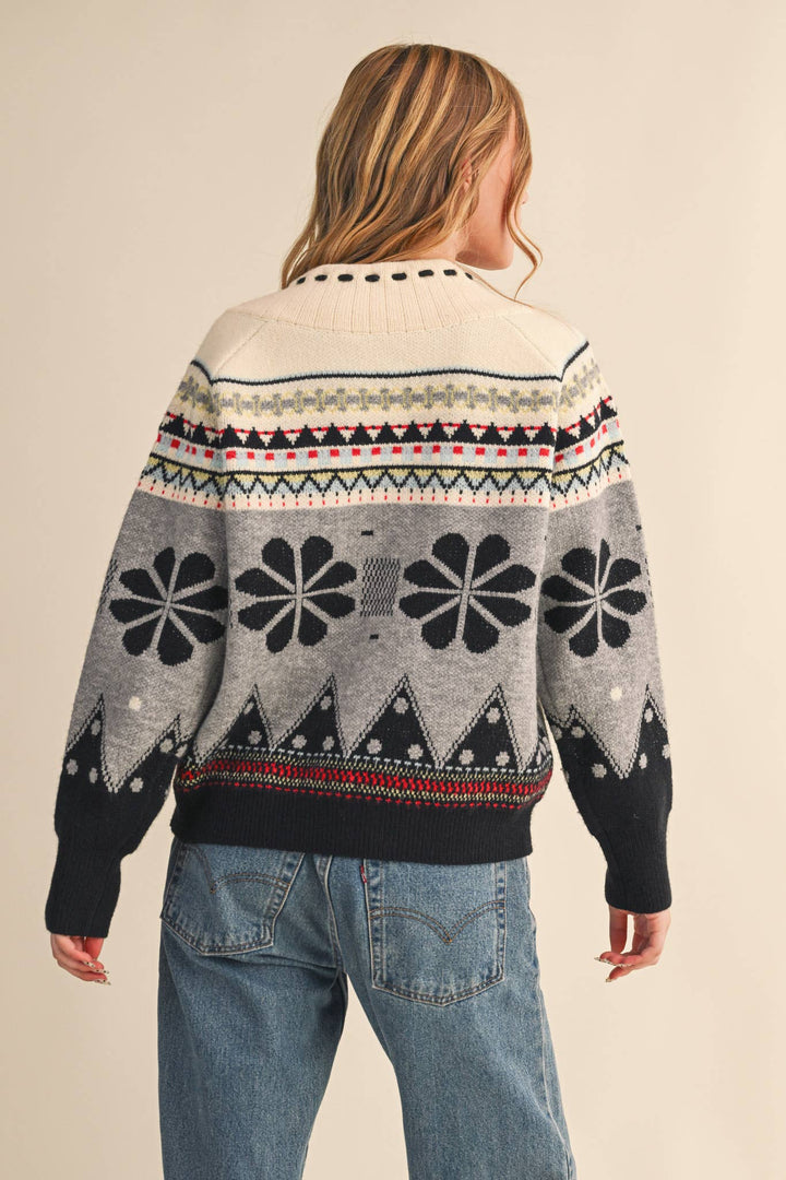 Patterned Shawl Collar Cardigan