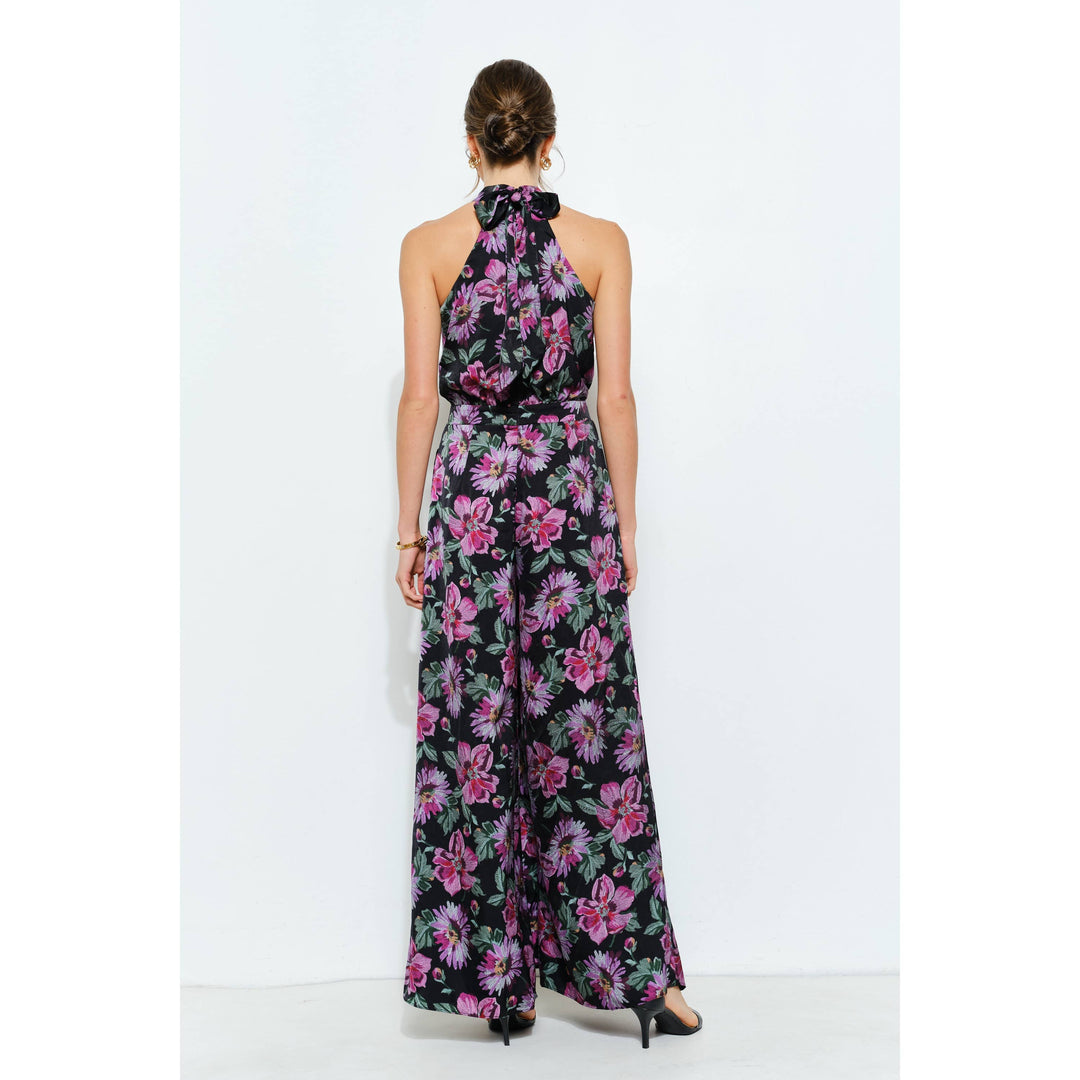 Floral Halter Neck Wide-Leg Jumpsuit
