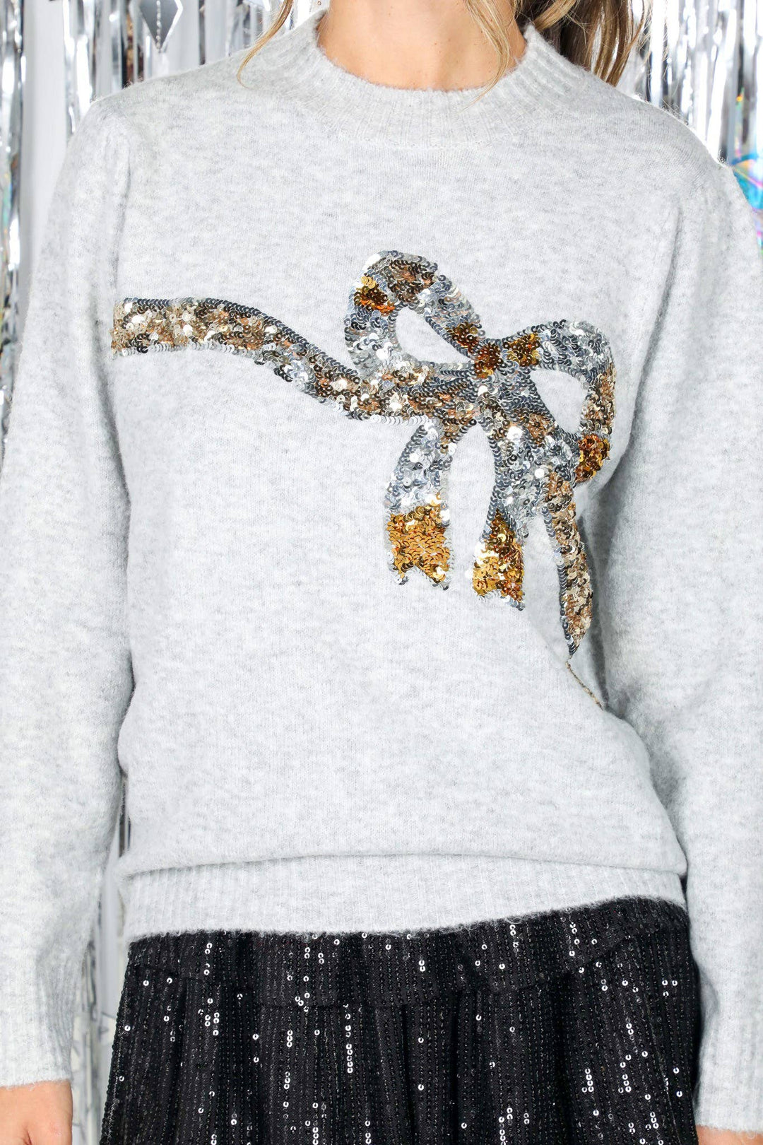 Sequin Bow Accent Sweater