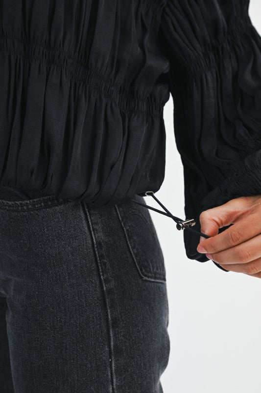 Pleated Balloon Sleeve Blouse Jacket